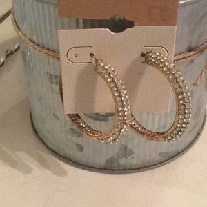 BKE Faux Diamond & Gold Hoops #545